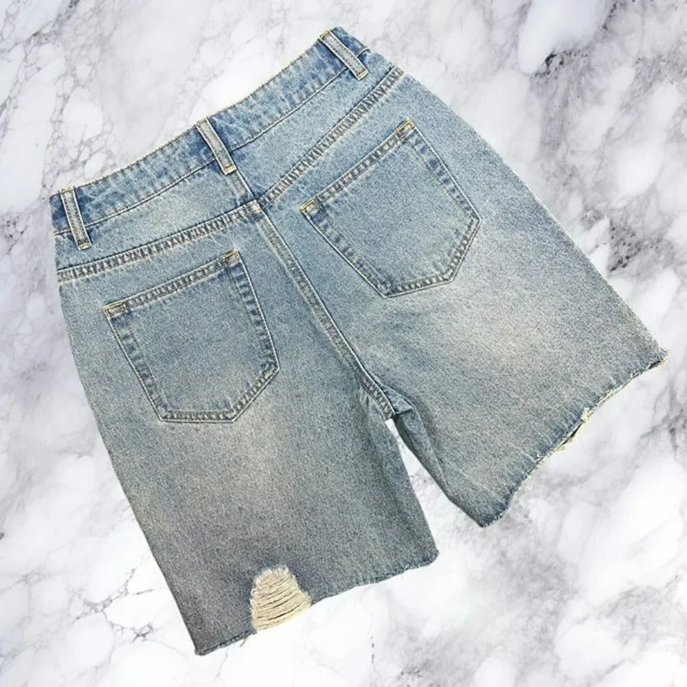 Superdown Jodie Relaxed Distressed Shorts Medium Wash